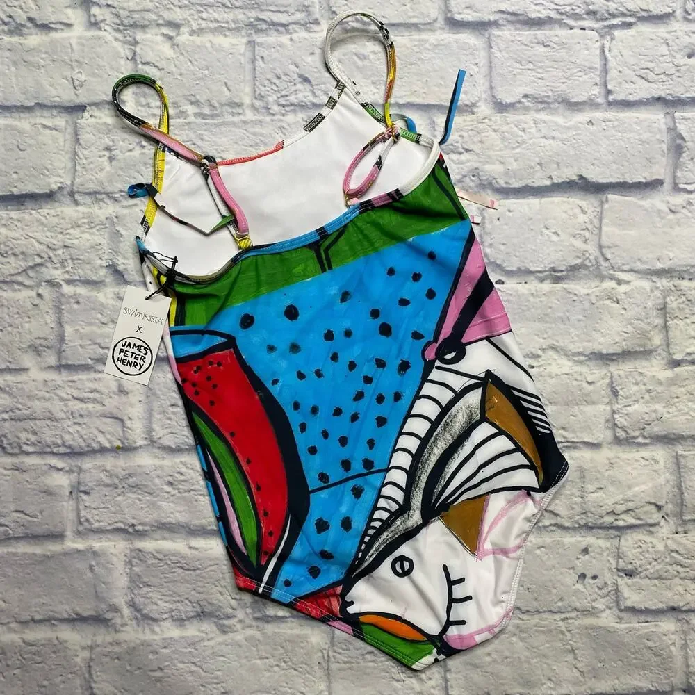 Swiminista x James Peter Henry Artistic Fringe Swimsuit in Sydney Print